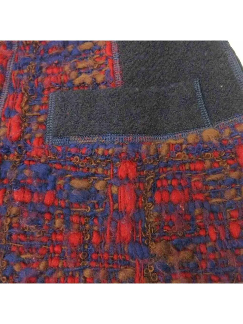 Louis Vuitton Skirt Tweed All Over Print Wool Knee-Length Red Navy 36